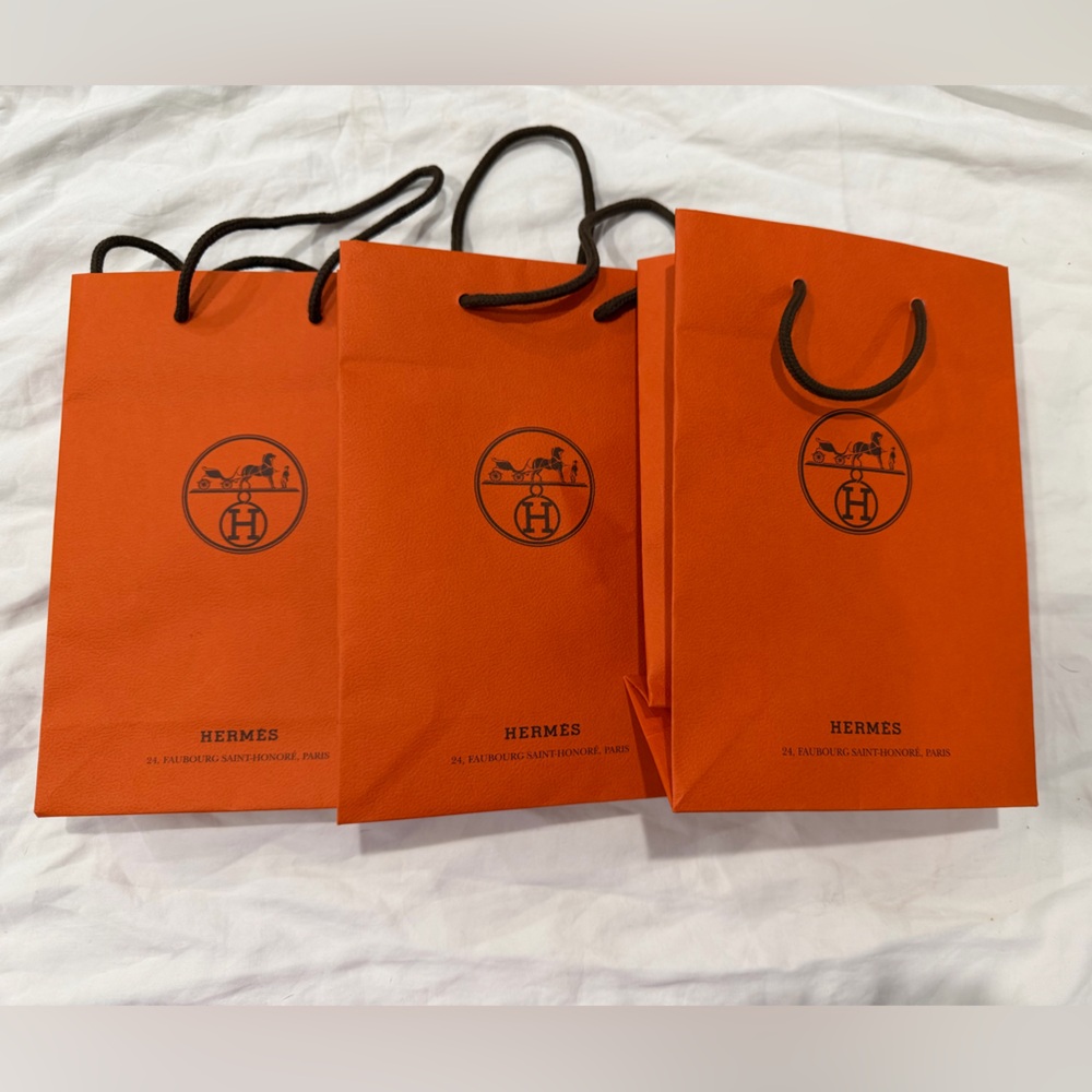 Hermès Orange Paper Gift Bag - 3 shopping bags